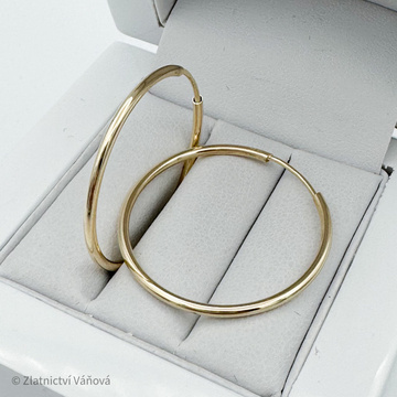 Žluté zlato náušnice drátové kruhy 2,6cm